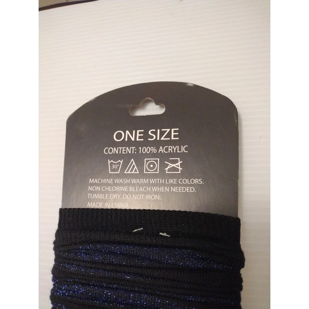 A‎ Design Legwarmer Woman's One Size Navy Black Metallic Striped Stretchy 80's